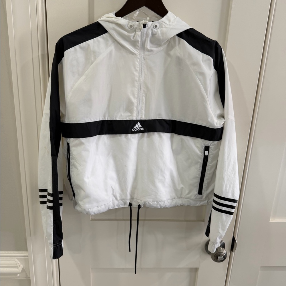 Adidas White and Black windbreaker